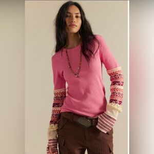 NWT Free People We The Free “All In Cuff” Thermal — Blush Combo (XS)
